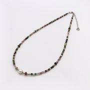 Simple Style Tourmaline With Pearl Necklace