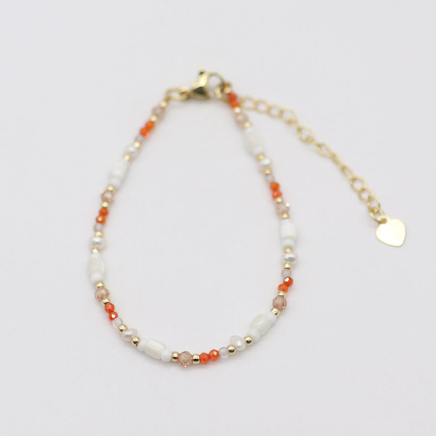 Nice 2mm Faceted Champagne Gold Zircon And MOP Necklace & Bracelet Set