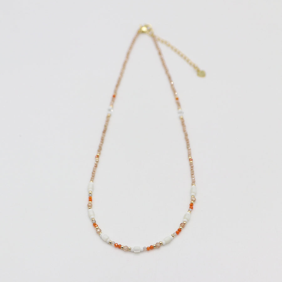 Nice 2mm Faceted Champagne Gold Zircon And MOP Necklace & Bracelet Set