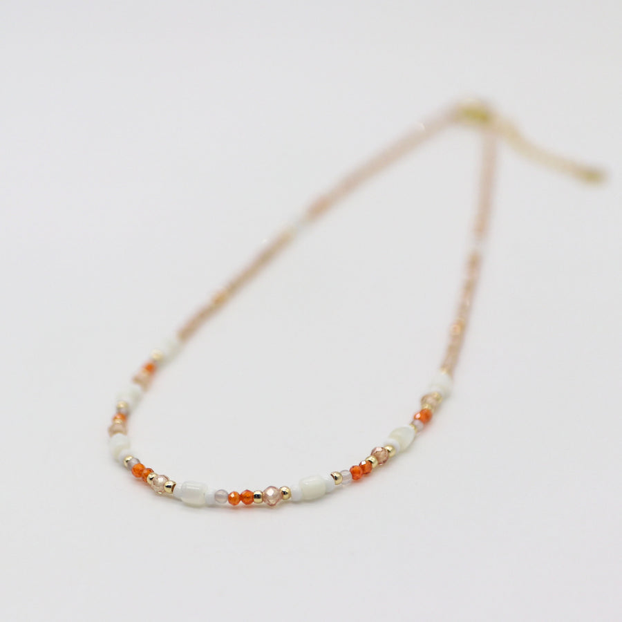 Nice 2mm Faceted Champagne Gold Zircon And MOP Necklace & Bracelet Set