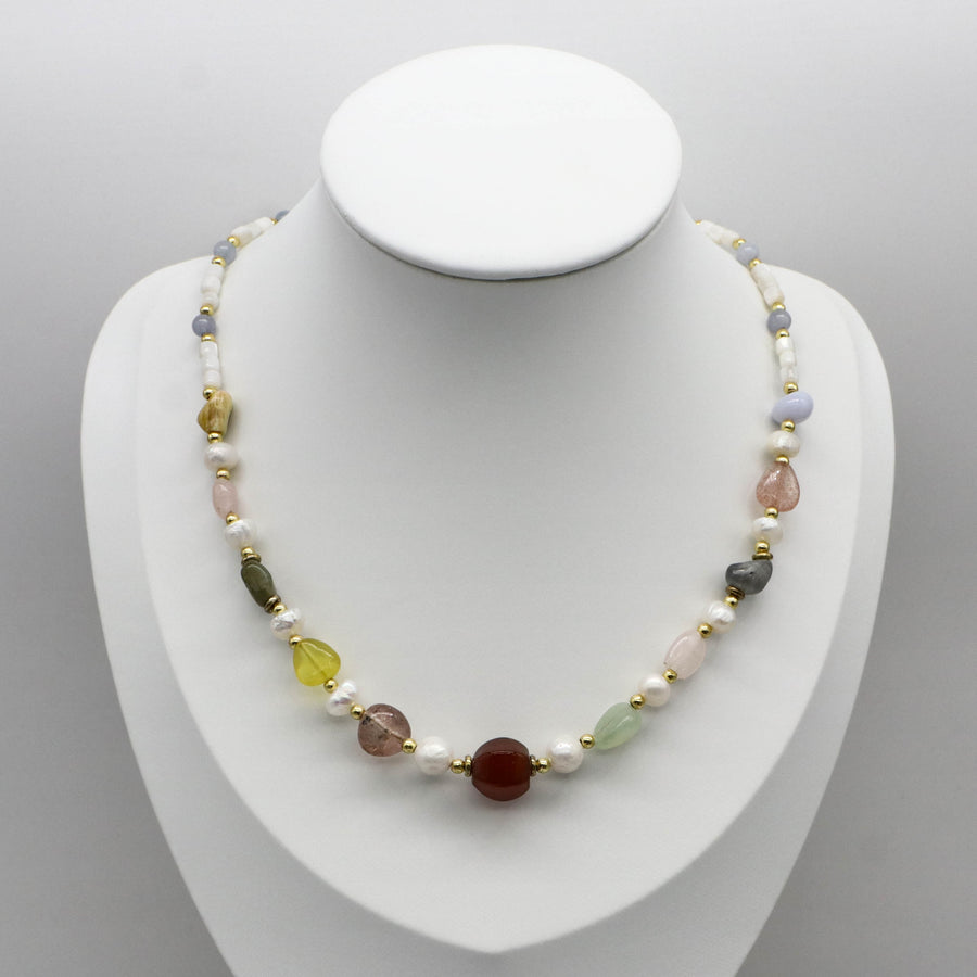 Dopamine Style Pearl With Mix Stone Necklace