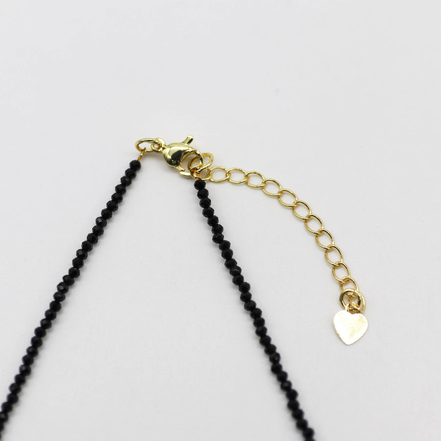 Nice 2mm Faceted Black Spinel And Picture Jasper Necklace & Bracelet Set
