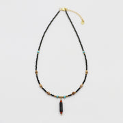 Nice 2mm Faceted Black Spinel And Picture Jasper Necklace & Bracelet Set