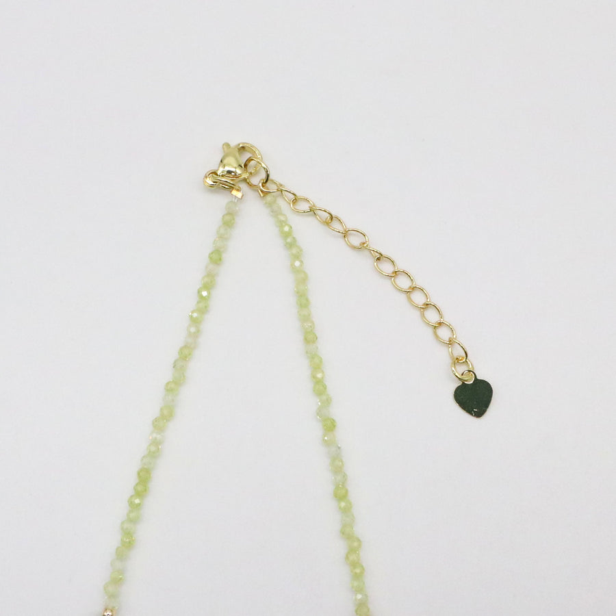 Fashion 2mm Faceted Green Zircon And pearl Necklace & Bracelet Set