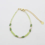 Fashion 2mm Faceted Green Zircon And pearl Necklace & Bracelet Set