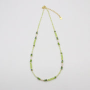 Fashion 2mm Faceted Green Zircon And pearl Necklace & Bracelet Set