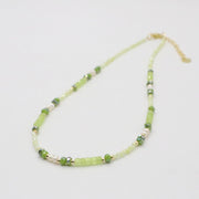 Fashion 2mm Faceted Green Zircon And pearl Necklace & Bracelet Set