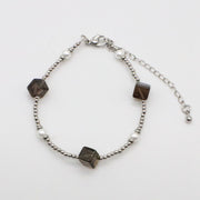 Fashion 6mm Squared Smoky Glass Beads Necklace & Bracelet Set