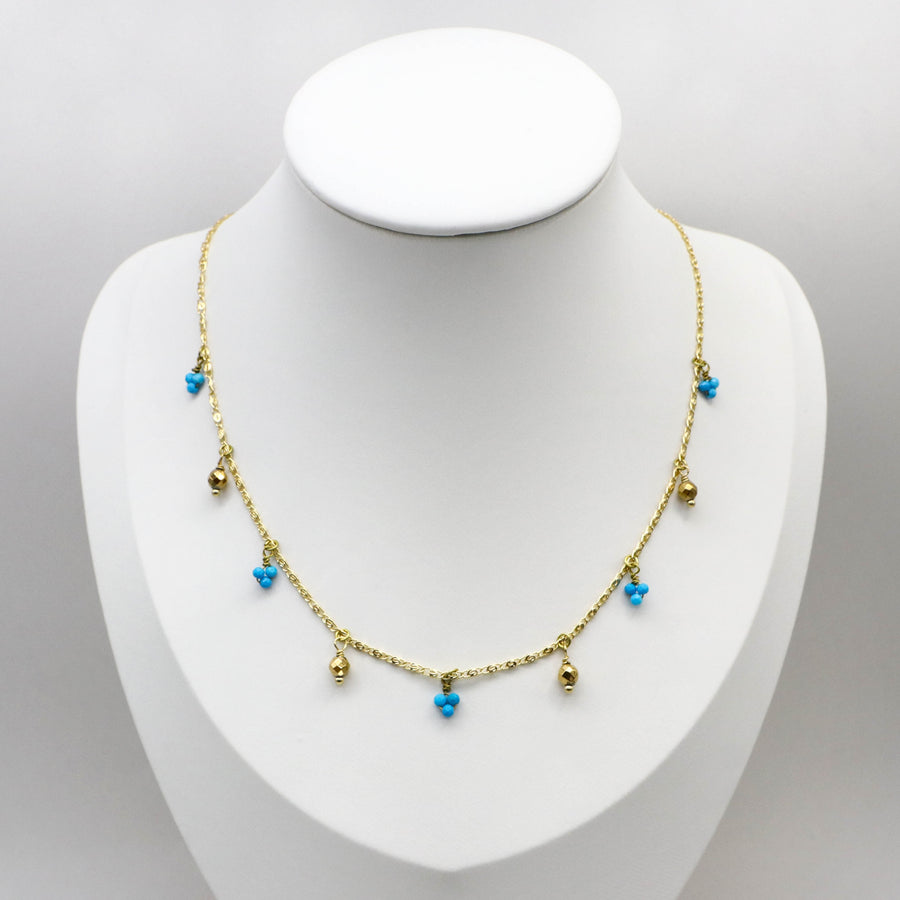 Elegant Style 2mm Faceted Turquoise Necklace