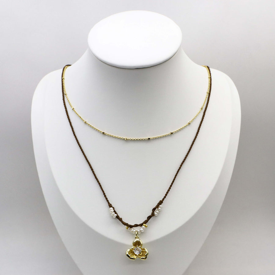 Hand-woven Rope 3mm Frash Water Pearl Necklace