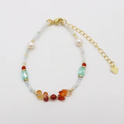 Warm Sunset Vibe Natural Stone Layered Bracelet Set with Bow Charm [B127]