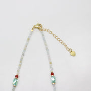 Nice 2mm Morganite Beads And 4-6mm Red Carnelian Chips  Necklace & Bracelet Set