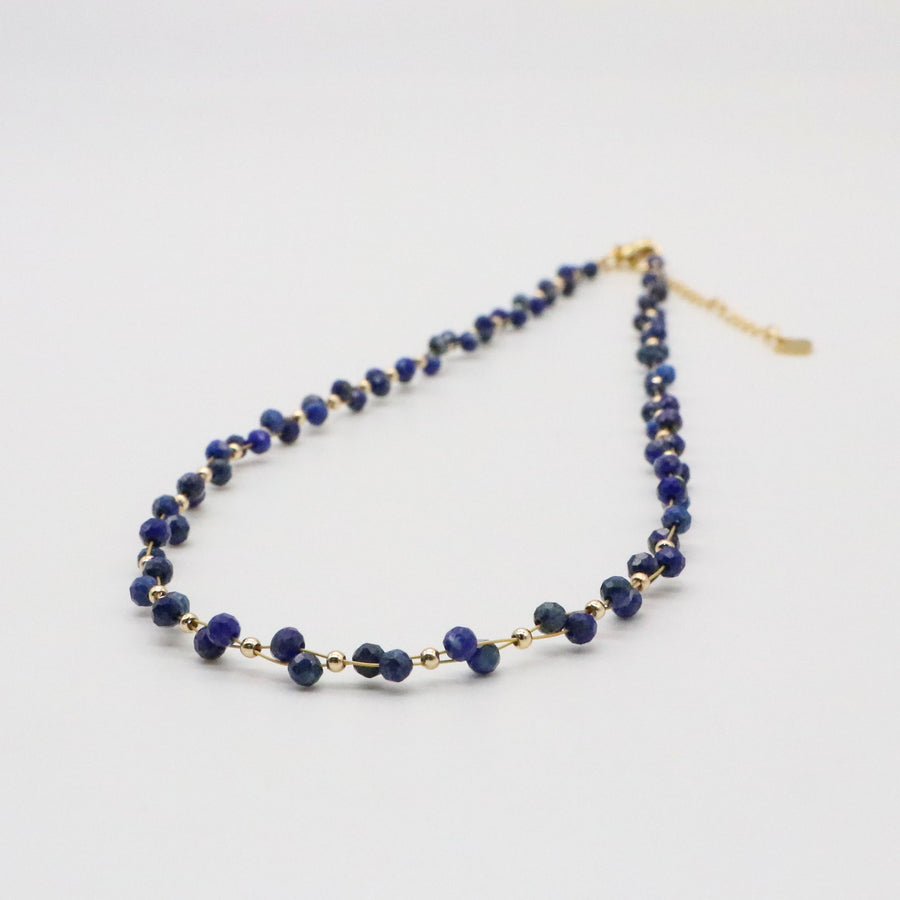 Nice 3mm Faceted Lapis Necklace & Bracelet Set