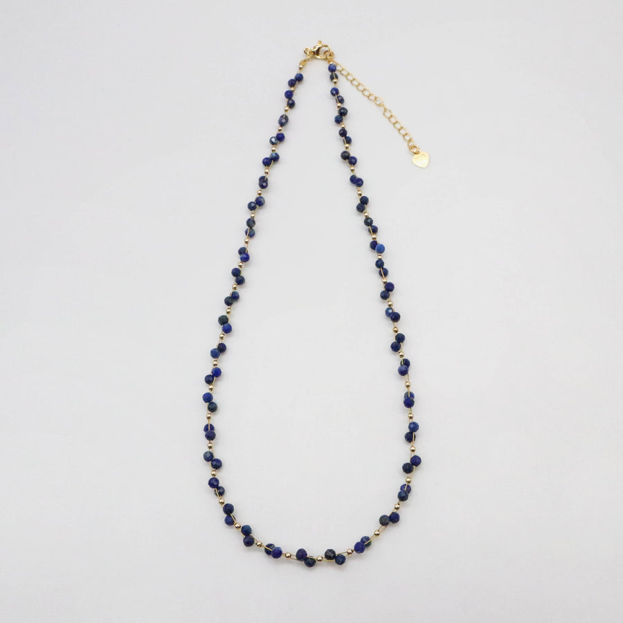 Nice 3mm Faceted Lapis Necklace & Bracelet Set