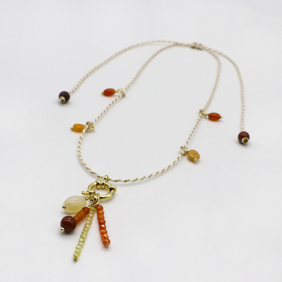 Hand-woven Rope Mixed Natural Stones Necklace