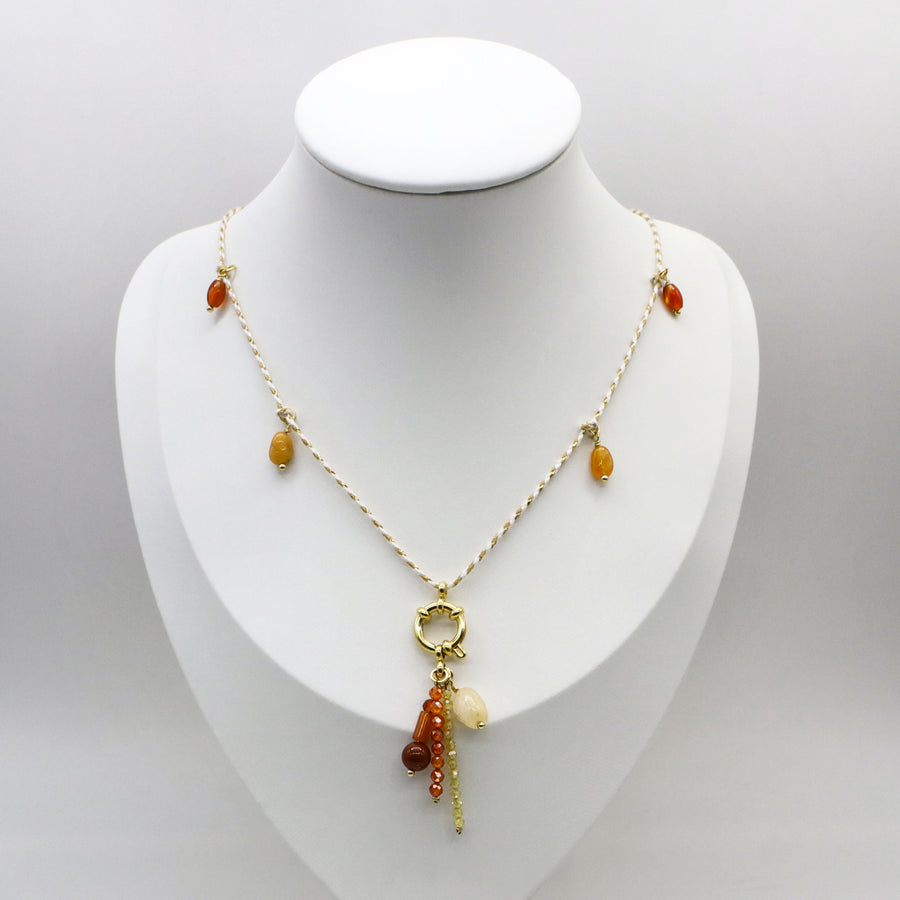 Hand-woven Rope Mixed Natural Stones Necklace