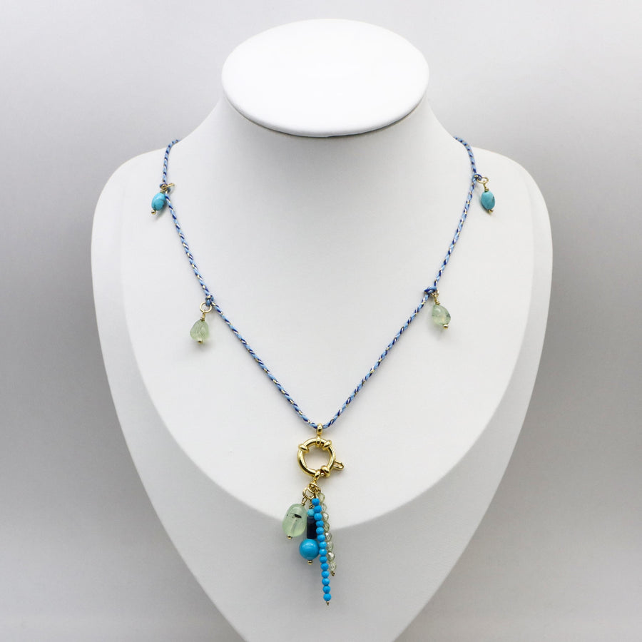 Hand-woven Rope Mixed Natural Stones Necklace