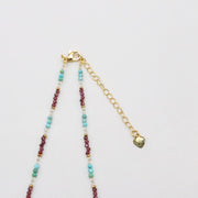 Nice 2mm Faceted Turquoise And Garnet Necklace & Bracelet Set