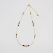 Nice MOP Pearl And Yellow Tiger Eye Beads Necklace & Bracelet Set