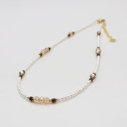 Nice MOP Pearl And Yellow Tiger Eye Beads Necklace & Bracelet Set