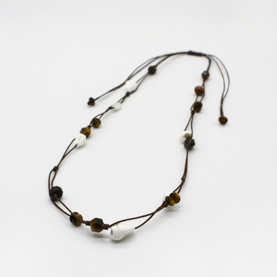 Hand-woven Rope 5.5mm Tiger eye  Necklace Natural Organic Style