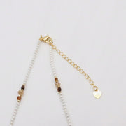 Nice MOP Pearl And Yellow Tiger Eye Beads Necklace & Bracelet Set