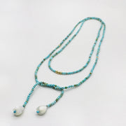 Free Style Turquoise Long Necklace Can knot Freely