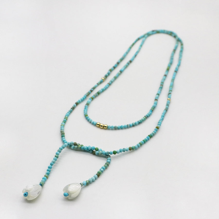 Free Style Turquoise Long Necklace Can knot Freely