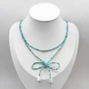Free Style Turquoise Long Necklace Can knot Freely