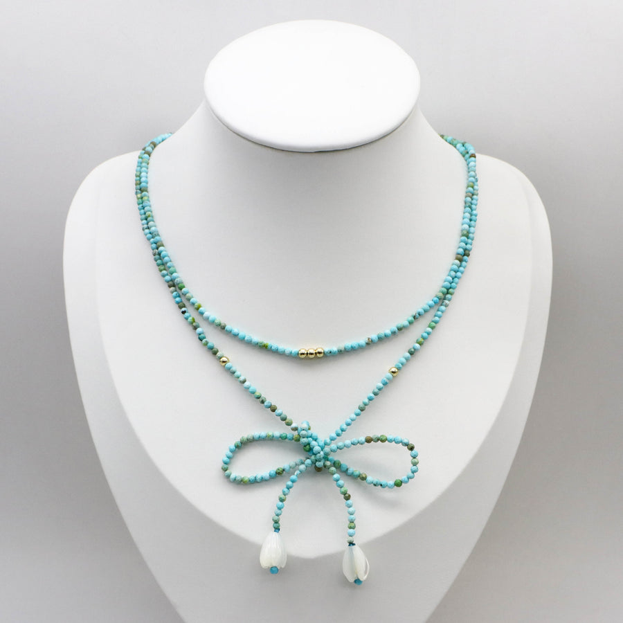 Free Style Turquoise Long Necklace Can knot Freely