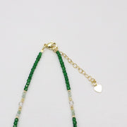 Nice 6mm Sun Stone And 2mm Cubic Green Jade Necklace & Bracelet Set