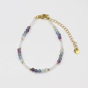 Nice 3mm Faceted Fluorite And 2mm Crystal Beads Necklace & Bracelet Set