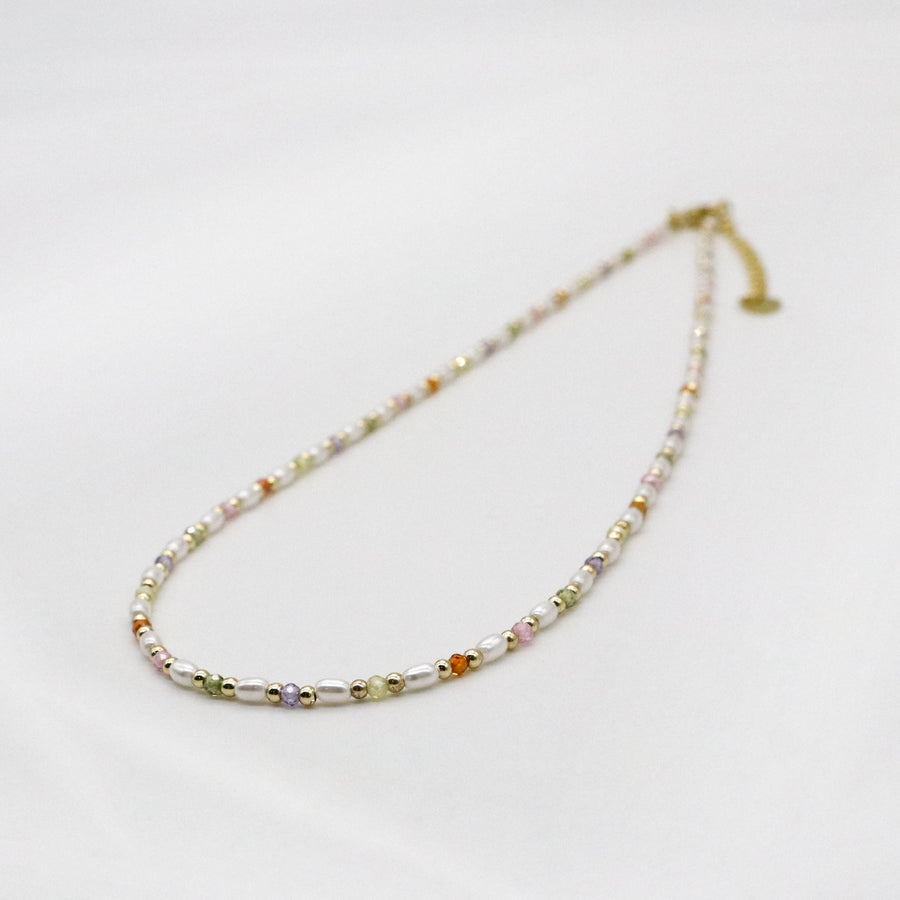 Nice 2mm Colored Zircon Necklace & Bracelet Set Classic Style