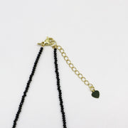 Nice 2mm Faceted Black Spinel With Shiny Crystal Beads Necklace & Bracelet Set