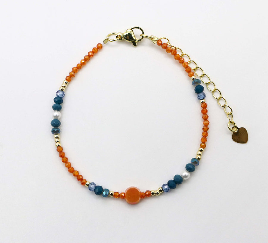 Nice 2mm Faceted Orange Zircon Autumn Winter Seazon Style Necklace & Bracelet Set