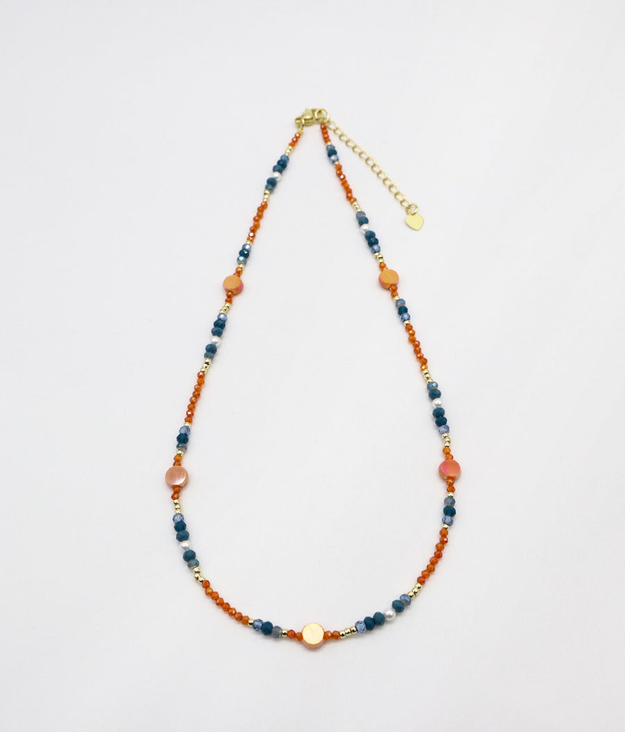 Nice 2mm Faceted Orange Zircon Autumn Winter Seazon Style Necklace & Bracelet Set