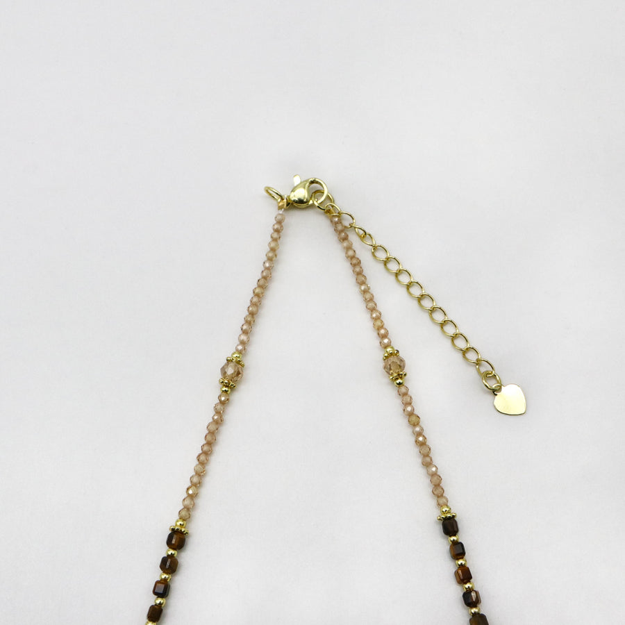 Retro Style 2mm Champagne Gold Zircon Necklace