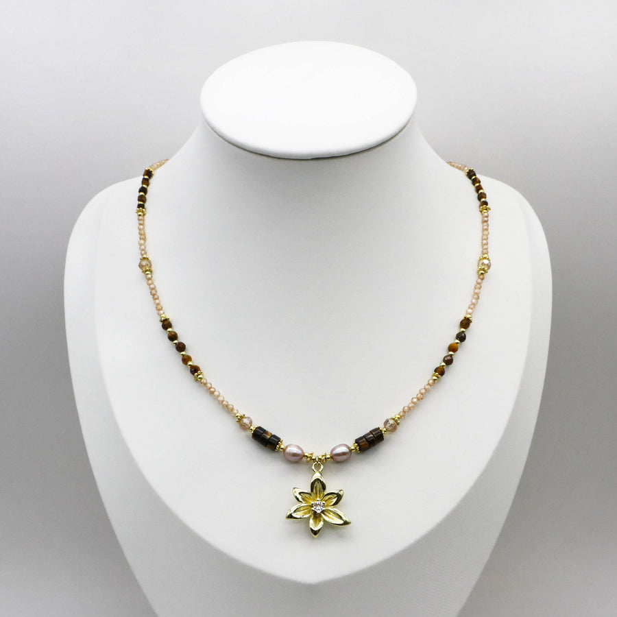 Retro Style 2mm Champagne Gold Zircon Necklace