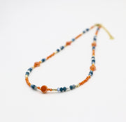 Nice 2mm Faceted Orange Zircon Autumn Winter Seazon Style Necklace & Bracelet Set