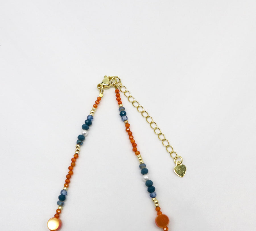 Nice 2mm Faceted Orange Zircon Autumn Winter Seazon Style Necklace & Bracelet Set
