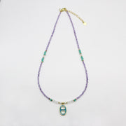 Nice 2mm Faceted Purple Zircon Necklace & Bracelet Set For Spring Summer Style