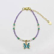 Nice 2mm Faceted Purple Zircon Necklace & Bracelet Set For Spring Summer Style