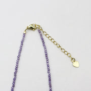 Nice 2mm Faceted Purple Zircon Necklace & Bracelet Set For Spring Summer Style