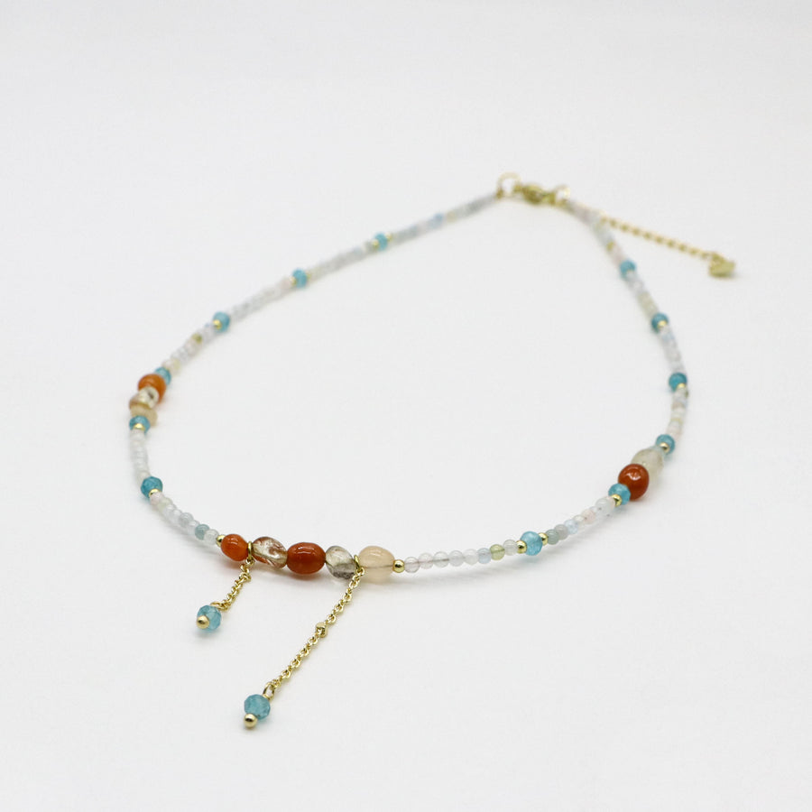 Nice 4-6mm Irregularly Mixed Natural Stones Princess Style Necklace & Bracelet Set
