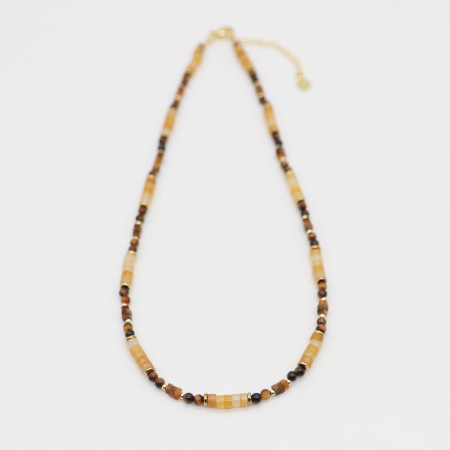 Nice 3.5mm Tiger Eye Natural Stone Beads Necklace & Bracelet Set
