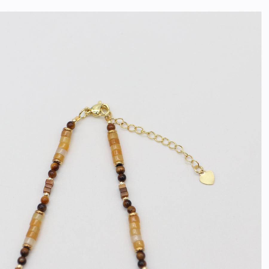 Nice 3.5mm Tiger Eye Natural Stone Beads Necklace & Bracelet Set