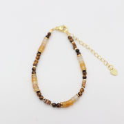 Nice 3.5mm Tiger Eye Natural Stone Beads Necklace & Bracelet Set