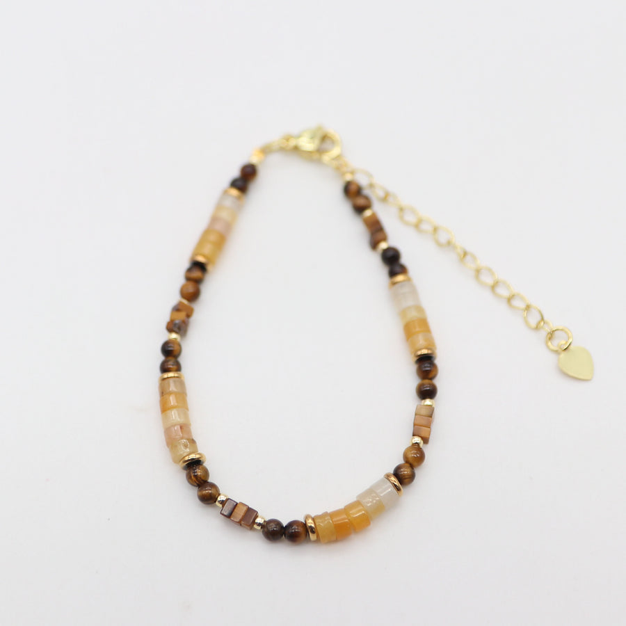 Nice 3.5mm Tiger Eye Natural Stone Beads Necklace & Bracelet Set