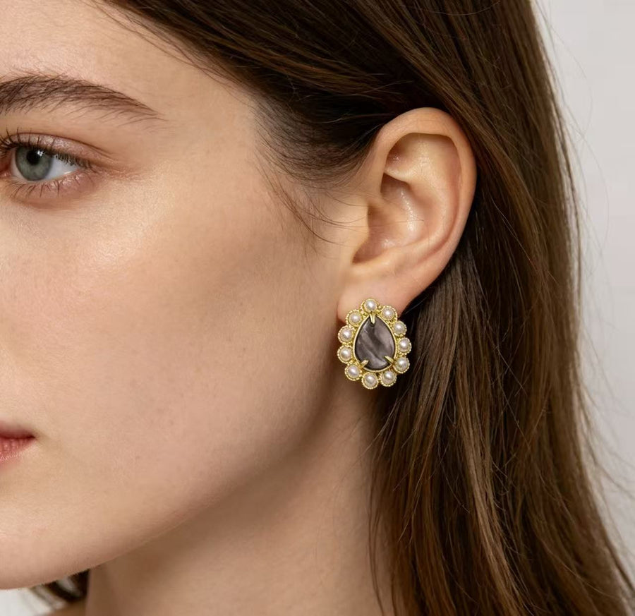 Exquisite Present Fashion Drop Shape Natural Stone Earring
