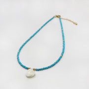 2mm Turquoise Necklace With Shell Pendant